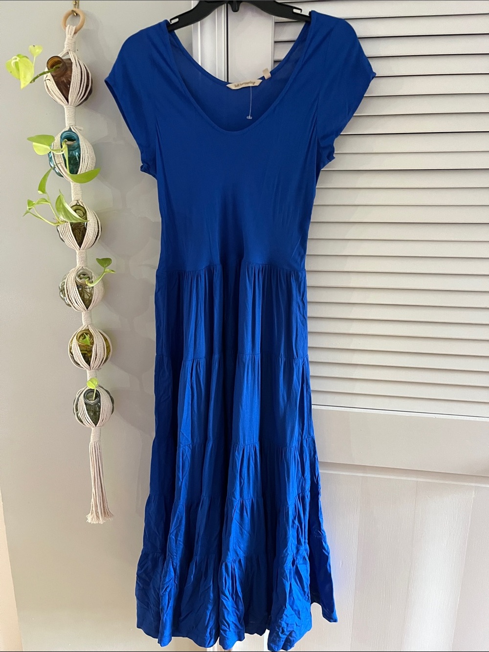 Soft Surroundings Royal Blue Tiered Scoop-Neck Maxi Dress